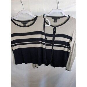 Geoffrey Beene Light Cardigan With Camisole Women’s Size Medium Black Beige